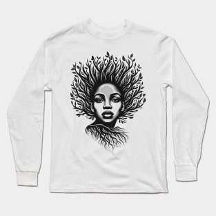 Afrocentric Woman Tree Roots Long Sleeve T-Shirt